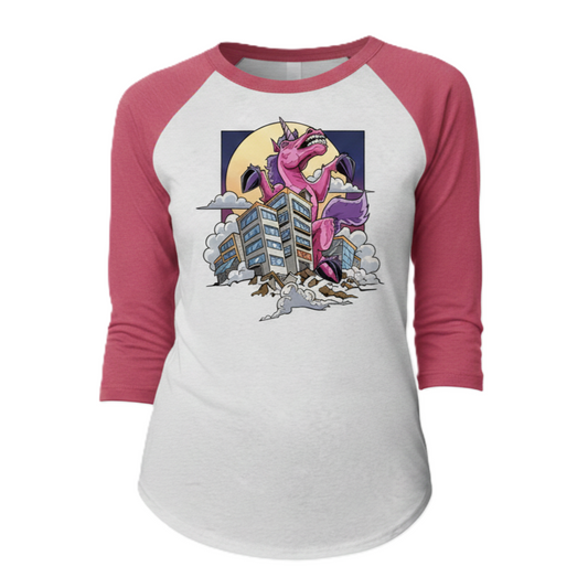 Unicorn Godzilla Unisex Triblend 3/4-Sleeve Raglan